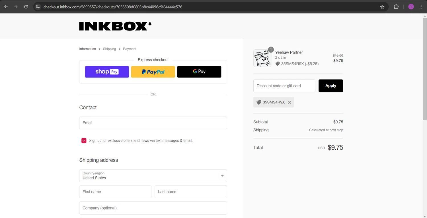 How to apply Inkbox coupon code